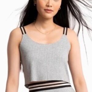 Kada The Cami Bralette Ribbed Crop Top Gray Invisible Seam Minimalist Y2K XL